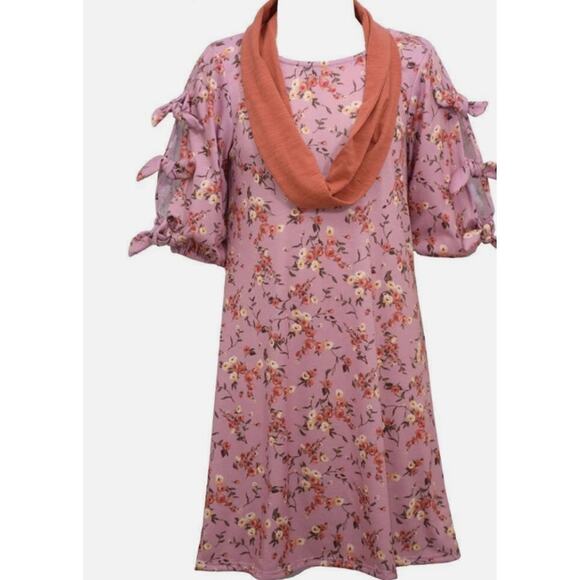 Bonnie Jean Girls Knit Dress Novelty Tie Sleeves  Matching Scarf Size 10 NWT - Picture 3 of 4